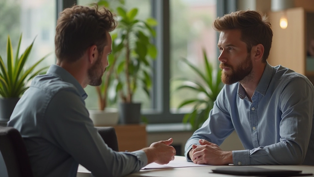 Man engaged in deep conversation with therapist in professional counseling office