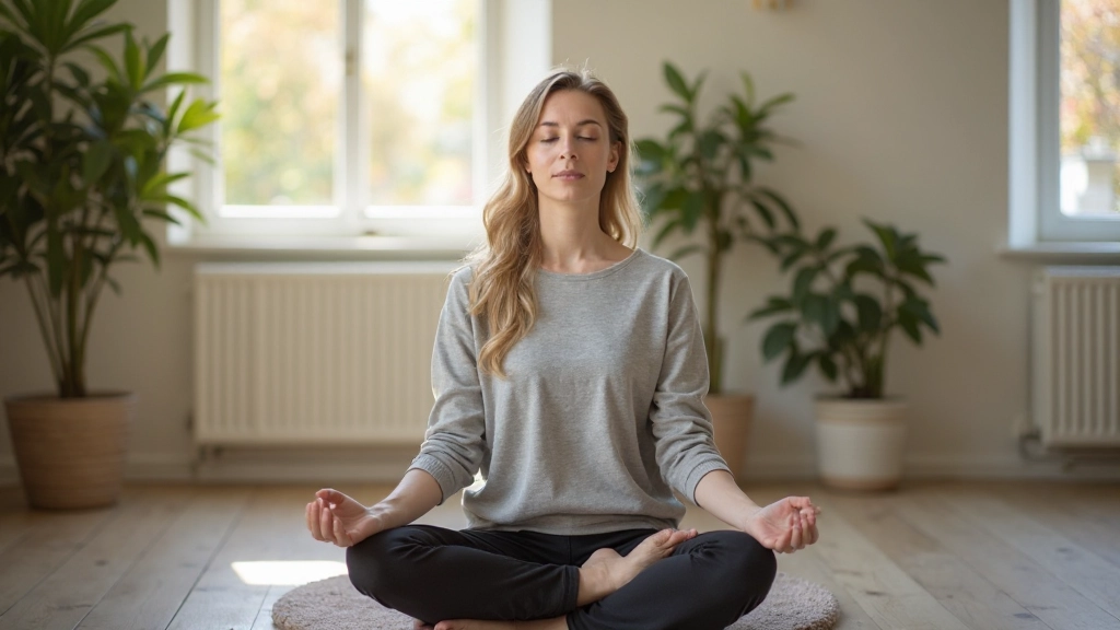 Professionele foto van vrouw die mediteert in een rustige omgeving met natuurlijk licht, het moment van innerlijke vrede en zelfbewustzijn